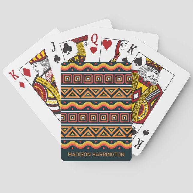 Jeu De Cartes Nom personnalisé Motif africain (dos)