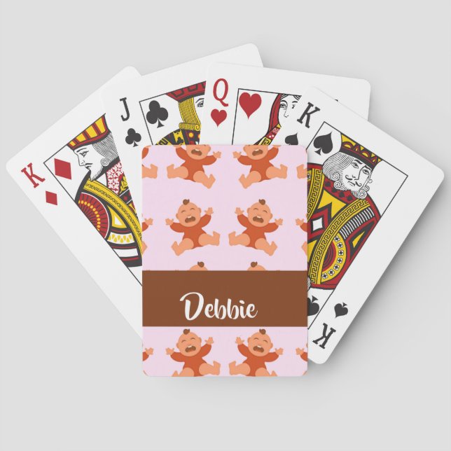 Jeu De Cartes Nom personnalisé pleurant des bébés roses (dos)