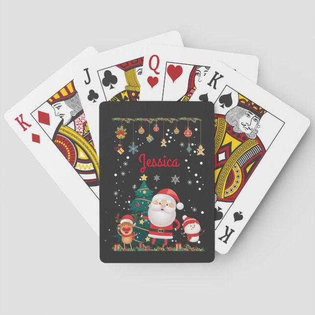 Jeu De Cartes Nom Personnalisé Pour Votre Enfant, Noël Père Noël (dos)