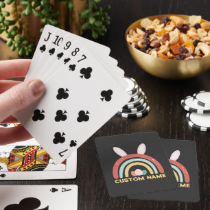 Jeu De Cartes Nom Personnalisé Rainbow Oeuf Bunny Oreille Mignon