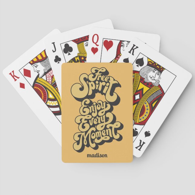 Jeu De Cartes Nom personnalisé Rétro "Esprit libre" (dos)