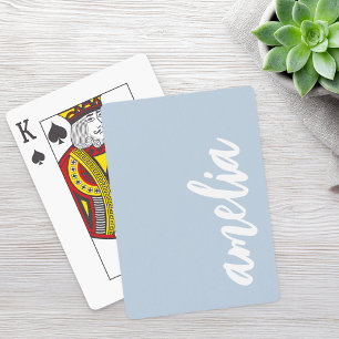 Jeu De Cartes Nom personnalisé script lumière bleu et blanc pous