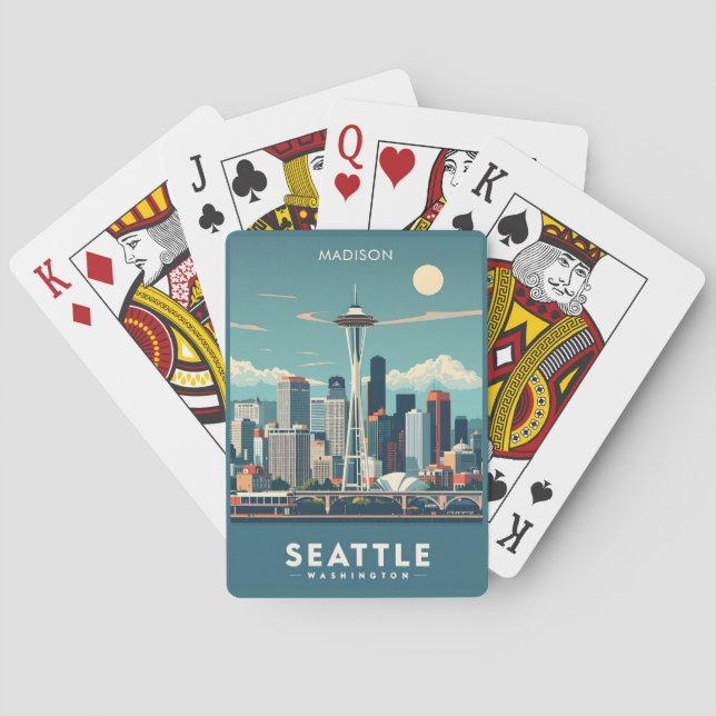 Jeu De Cartes Nom personnalisé Seattle Washington (dos)