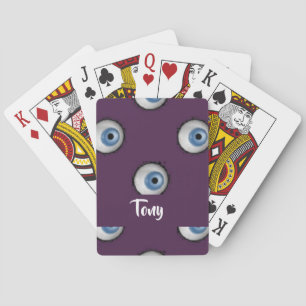 Jeu De Cartes Nom personnalisé sur les grands yeux sur violet