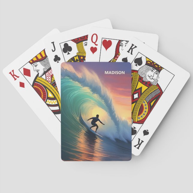 Jeu De Cartes Nom personnalisé Surf (dos)