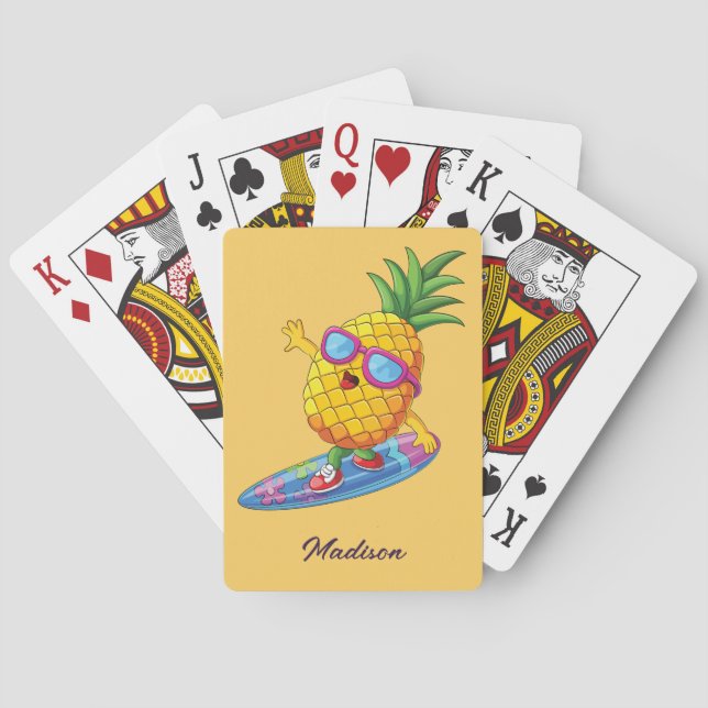 Jeu De Cartes Nom personnalisé Surfing Pineapple (dos)