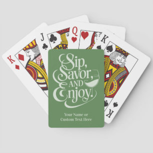 Jeu De Cartes Nom personnalisé / Texte Sip, Savourez, Profitez