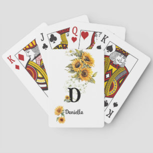 Jeu De Cartes Nom personnalisé Tournesols rustiques initiaux Jau