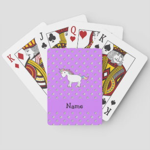 Jeu De Cartes Nom personnalisé unicorn pastel violet diamants