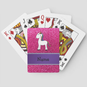 Jeu De Cartes Nom personnalisé unicorn rose parties scintillant