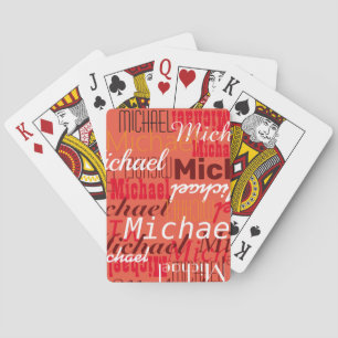 Jeu De Cartes Nom personnel personnalisé Imprimé Allover Orange-