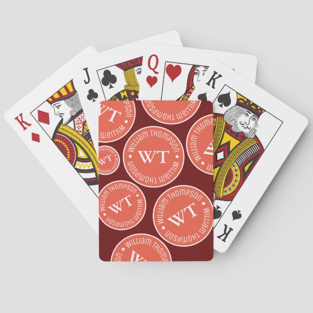 Jeu De Cartes Nom William personnalisé Monogramme circulaire rép (dos)