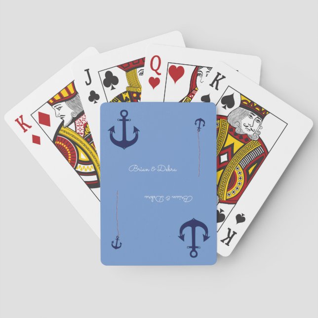 Jeu De Cartes noms de couple avec ancres bleu (dos)