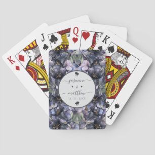 Jeu De Cartes Noms de Couple de Mariage Floral Noir Moody Classi