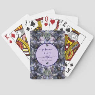 Jeu De Cartes Noms de Couple de Mariage Floral Noir Moody Classi