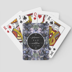 Jeu De Cartes Noms de Couple Floral Noir Classique Mariage