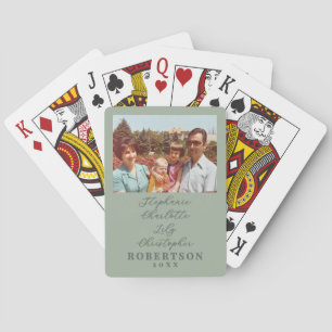 Jeu De Cartes Noms de famille personnalisés année vert sauge rét