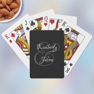 Jeu De Cartes Noms de script pour lui et pour elle, gris et blan