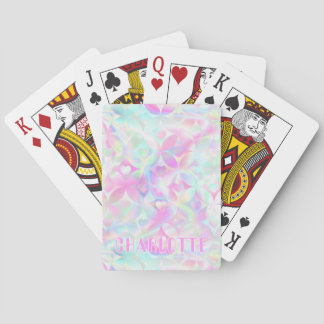 Jeu De Cartes Noms personnalisés avec cœurs iridescents féminins