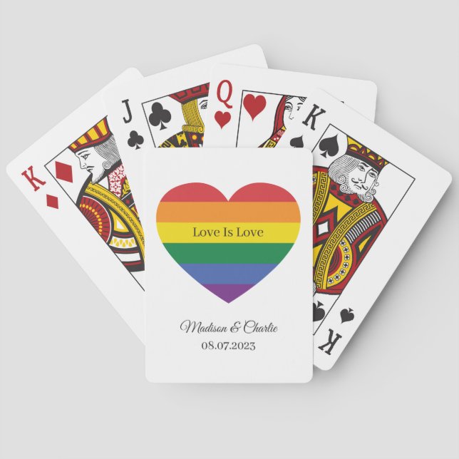 Jeu De Cartes Noms personnalisés Rainbow Heart (dos)