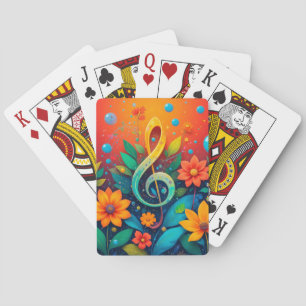 Jeu De Cartes Note Musicale Artistique Entourée De Fleurs Coloré
