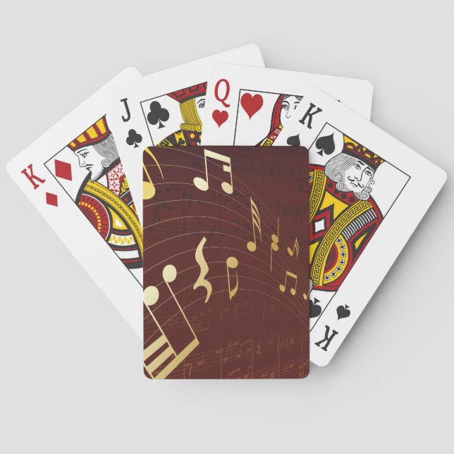 Jeu De Cartes Notes de musique or élégantes (dos)