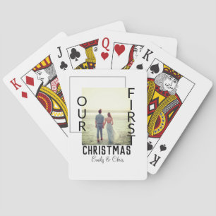Jeu De Cartes Notre premier Noël ajouter photo de nom de couple
