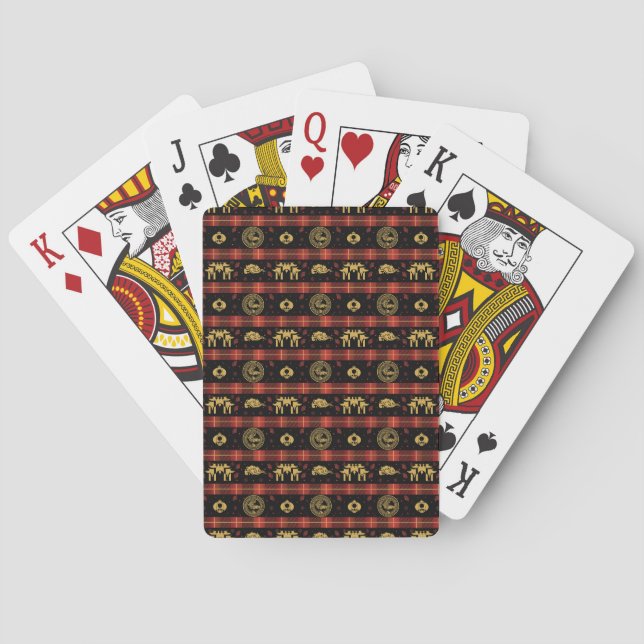 Jeu De Cartes Nouvel An chinois Tiger Red Check Motif (dos)