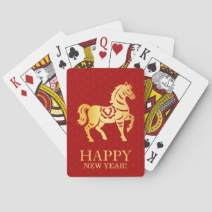Jeu De Cartes Nouvel An lunaire chinois du Cheval 2026 Rouge Or
