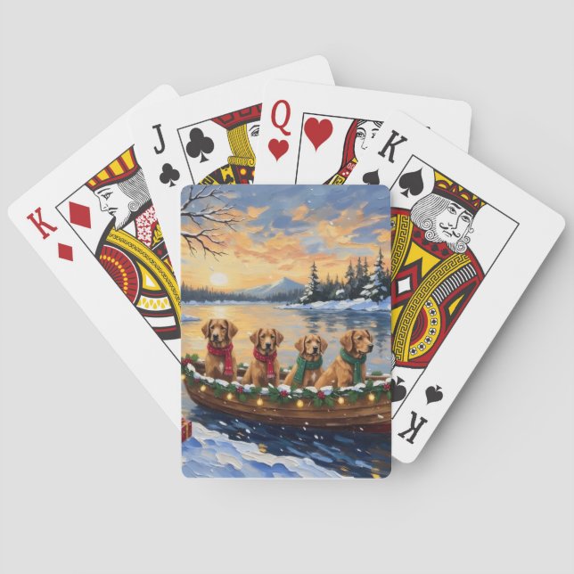 Jeu De Cartes Nova Scotia Duck Tolling Retriever Christmas Boat  (dos)