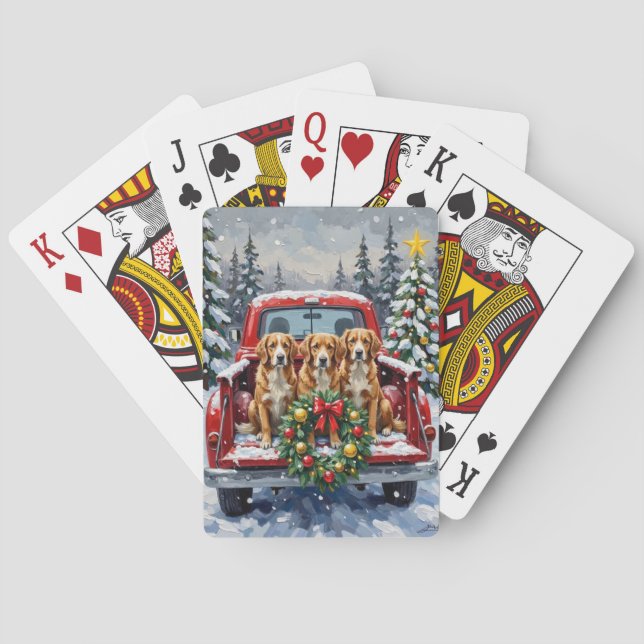 Jeu De Cartes Nova Scotia Duck Tolling Retriever Christmas Red (dos)
