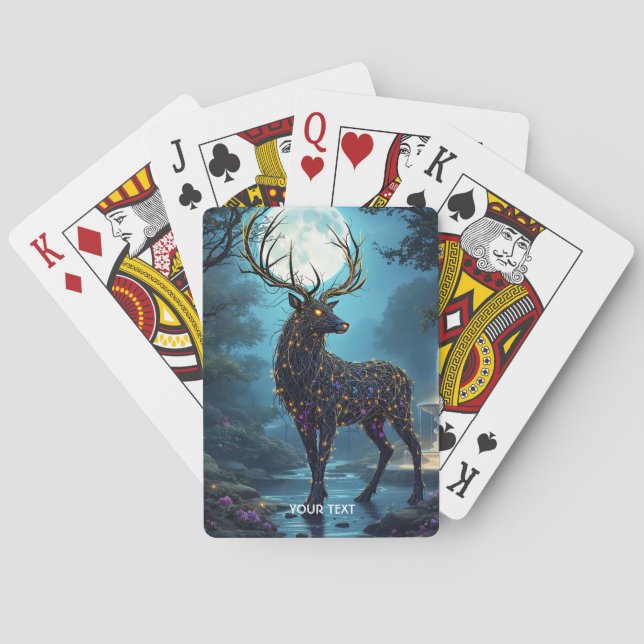 Jeu De Cartes Nuit de cerf de lune mignonne fantastique (dos)