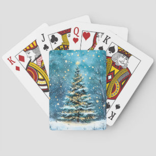 Jeu De Cartes Nuit silencieuse Arbre de Noël lumineux Forêt bril
