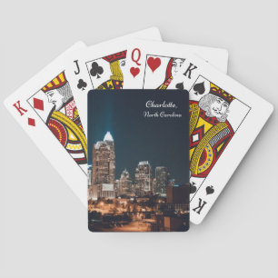 Jeu De Cartes Nuit Skyline de la ville de Charlotte North Caroli