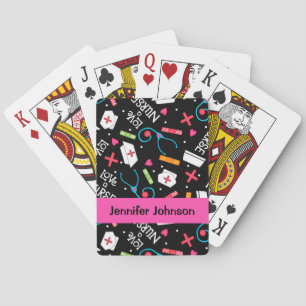 Jeu De Cartes Nurse Whimsy Art Black Nom Personnalisé