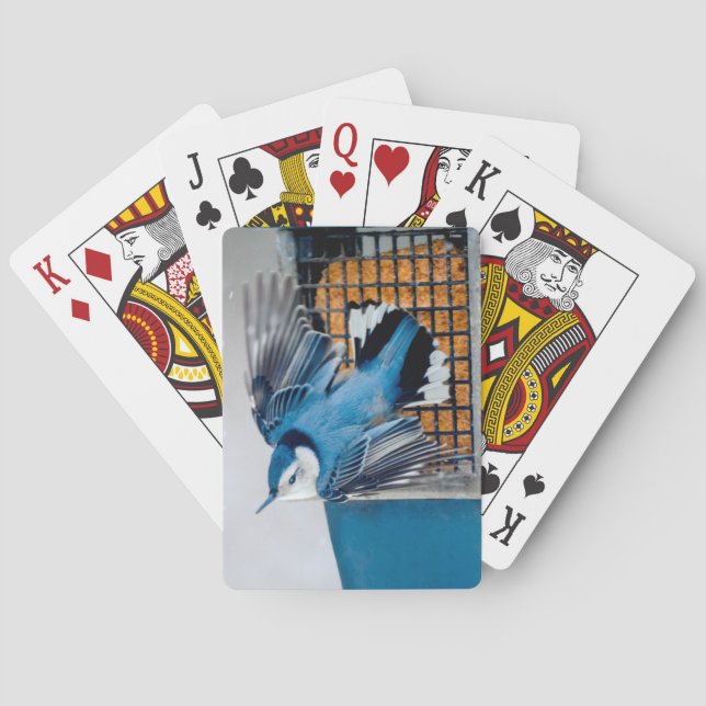 Jeu De Cartes Nuthatch à poitrine blanche en neige - Photo origi (dos)