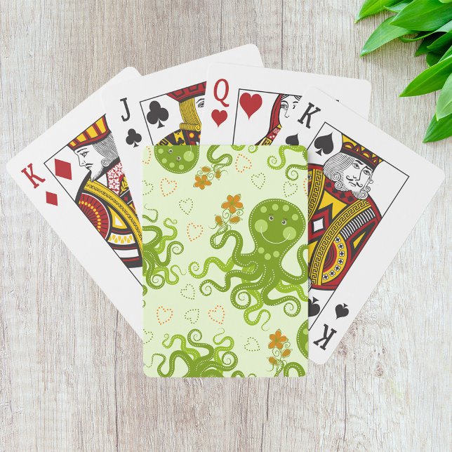 Jeu De Cartes Octopes Vertes Avec Fleurs (Créateur téléchargé)