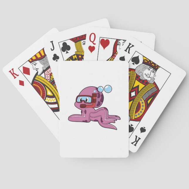 Jeu De Cartes Octopus comme plongeur avec tuba (dos)