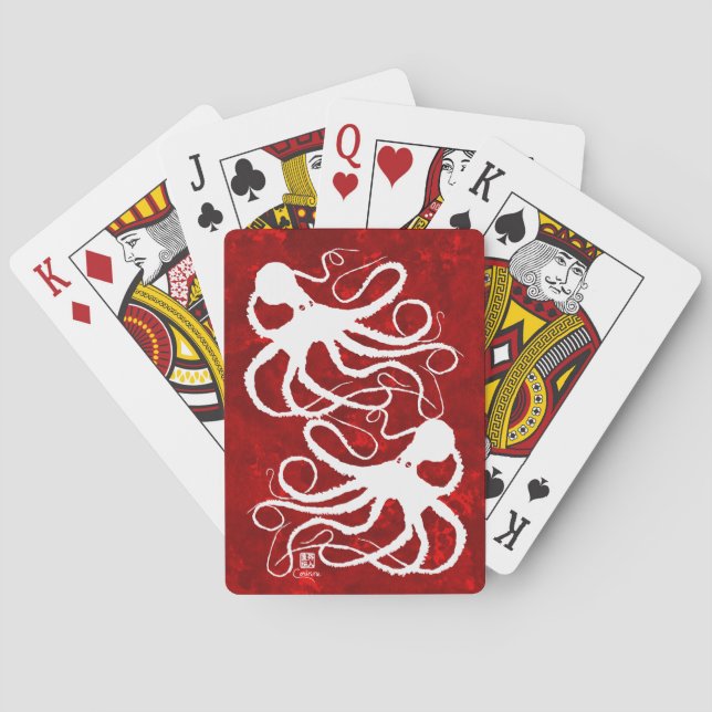 Jeu De Cartes Octopus On Red de Sybille - Bicycle Playing Cards (dos)