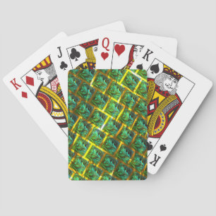 Jeu De Cartes 'Oeil encadré vert', rayures et grille dorée