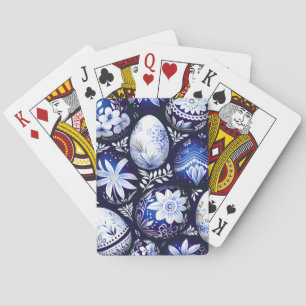 Jeu De Cartes Œuf de Pâques floral de printemps bleu scandinave