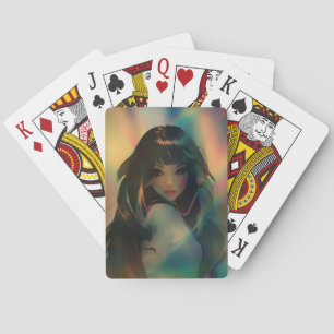 Jeu De Cartes Oeuvre d'Anime Girl entourée de Rainbow Light