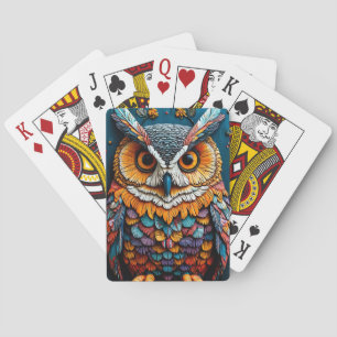 Jeu De Cartes Œuvre d'art colorée de hibou avec détails complexe
