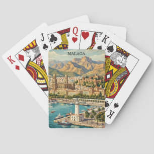 Jeu De Cartes Œuvre d'art de voyage vintage Malaga Espagne