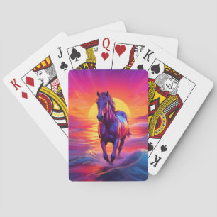 Jeu De Cartes Œuvre d'art époustouflante de cheval au coucher du