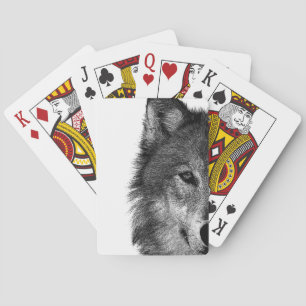 Jeu De Cartes OEuvre d'oeil de loup noir et blanc
