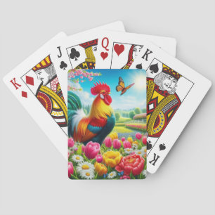 Jeu De Cartes OEuvre florale/de printemps/de poulet