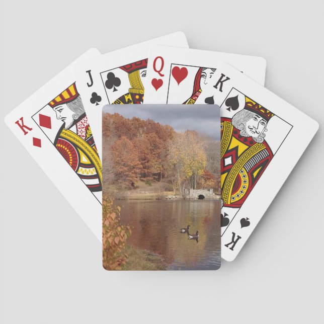 Jeu De Cartes Oies aux couleurs d'automne reflétées - (dos)