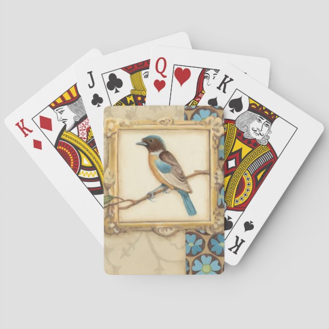 Jeu De Cartes Oiseau Brown et bleu sur une branche (dos)