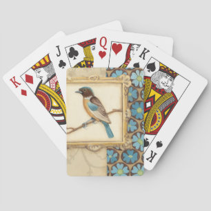 Jeu De Cartes Oiseau Brown et bleu sur une branche